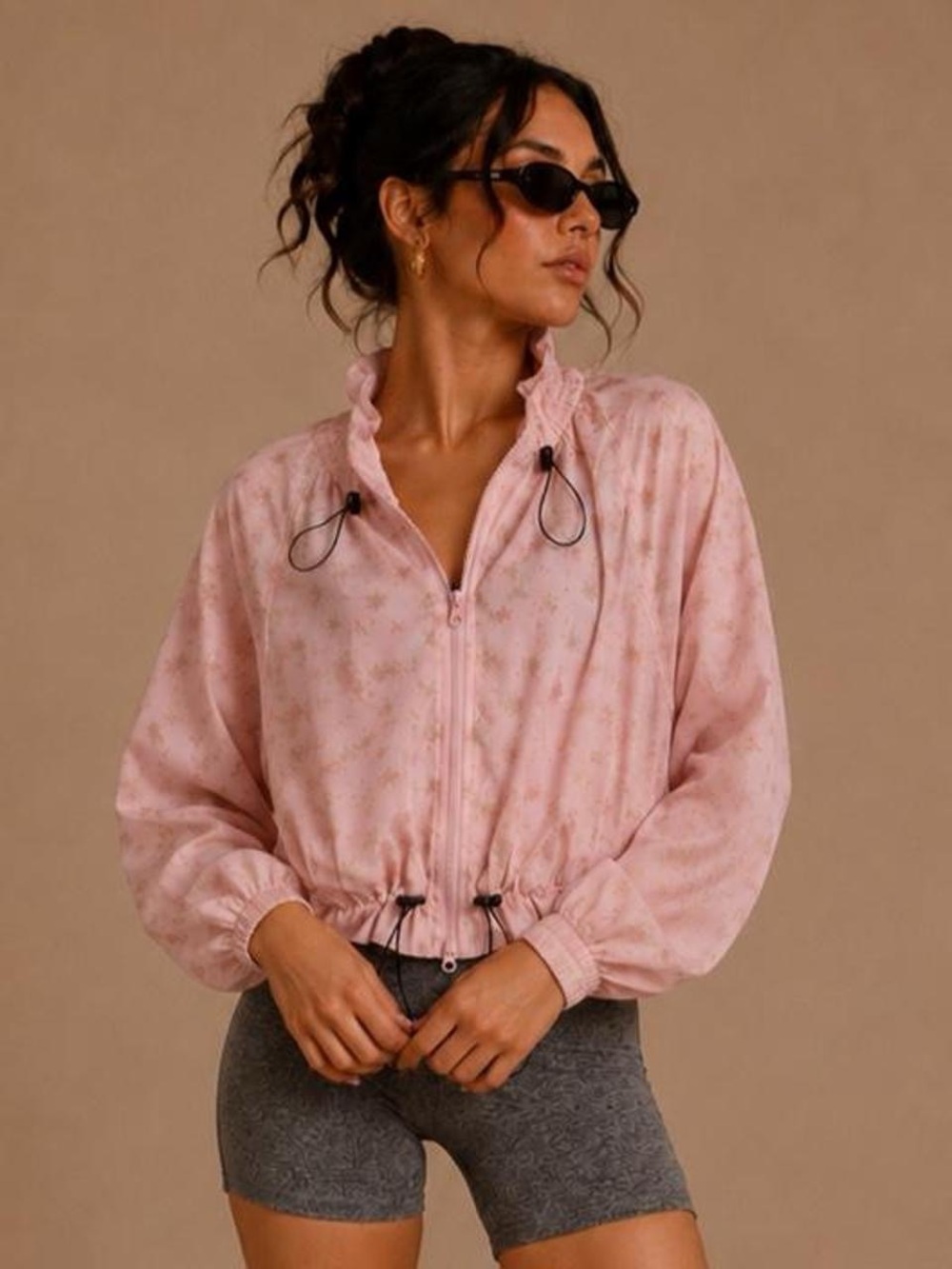 Urban Outfitters pink floral wind breaker
